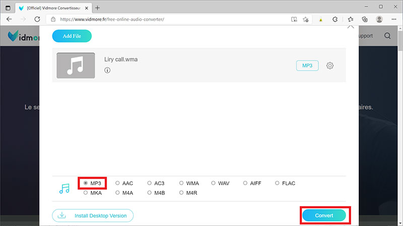 Convertir audio en MP3