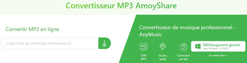 Convertir l'URL en MP3 avec AmoyShare