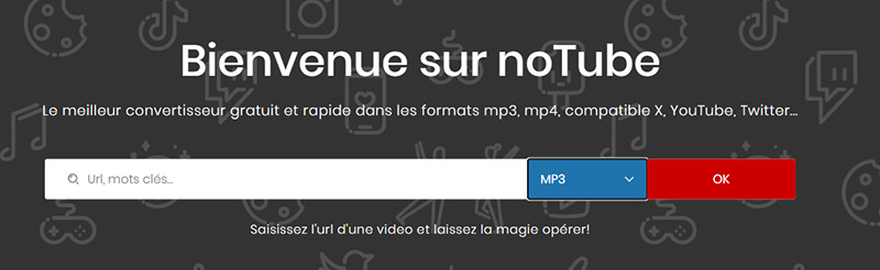 Convertir l'URL en MP3 avec noTube