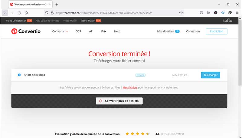 Convertir 3GP en MP4 avec Convertio