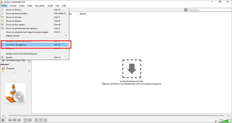 Convertir/Enregistrer sur VLC