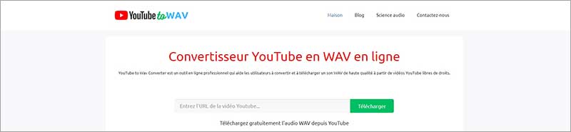 Convertir YouTube en WAV en ligne avec YouTubetoWAV.com