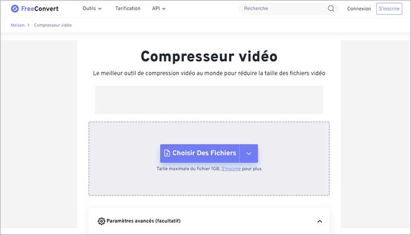 Faire la compression du fichier vidéo avec FreeConvert