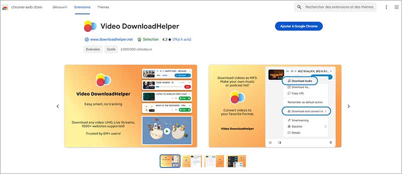 Convertir YouTube en WAV en ligne avec VideoDownloaderHelper