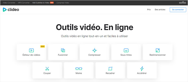 Outils en ligne de Clideo