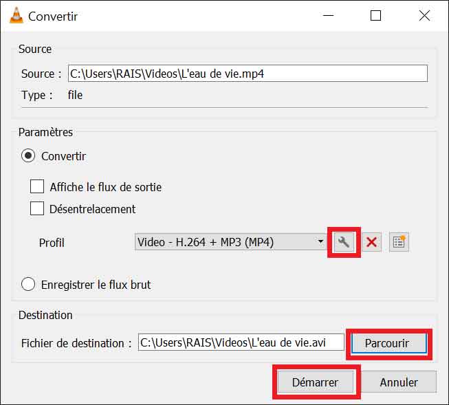 convertir video mp4 en avi avec vlc