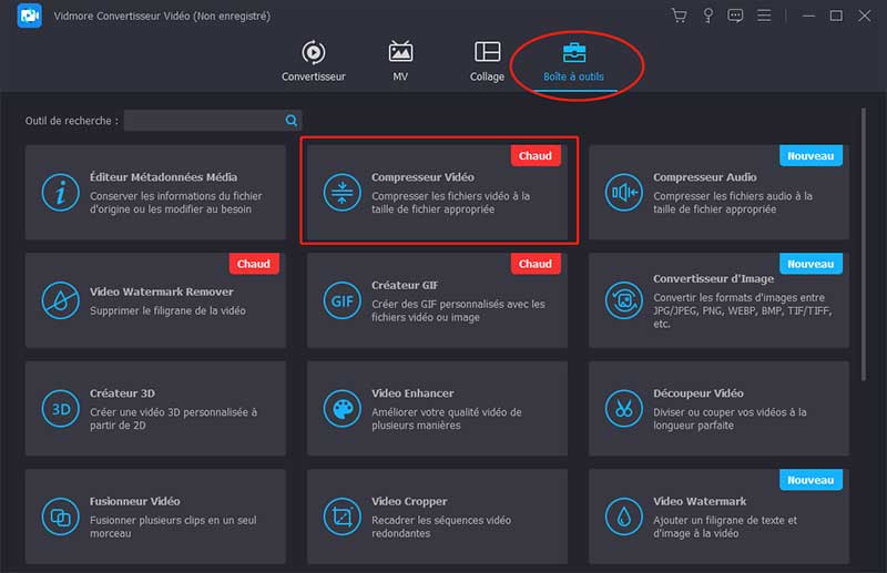 Choisir l'option Compresseur Vidéo