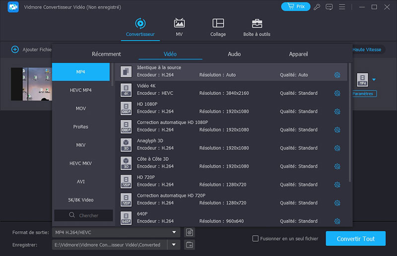 Définir MP3 comme le format de sortie